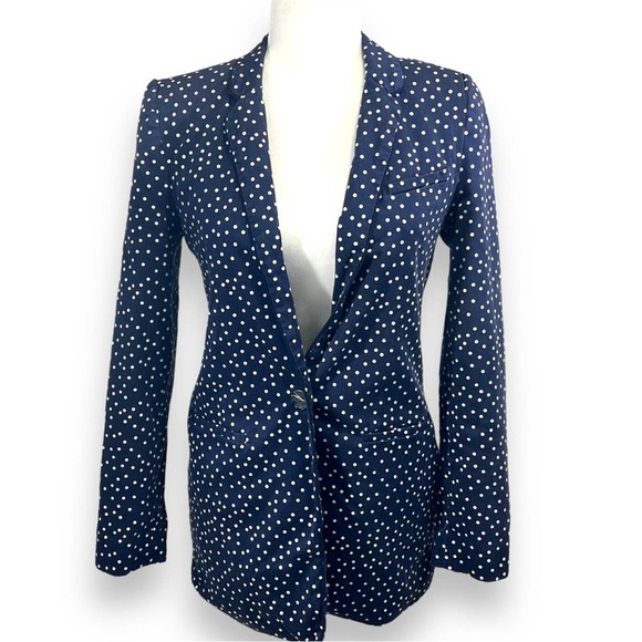 Court & Rowe Scatter Dot Blue Night Blazer Navy & White Polka Dot Jacket Sz 2 - Picture 5 of 16